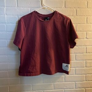 Adidas Maroon Crew Neck Crop Tee